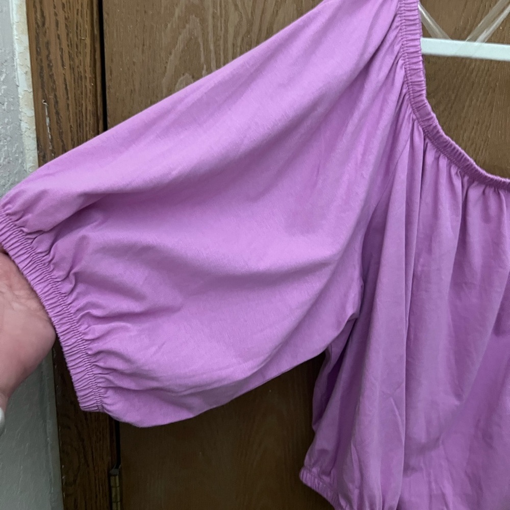 Old Navy 2X Pink Cropped Top Off-Shoulder Blouse - Picture 6 of 13